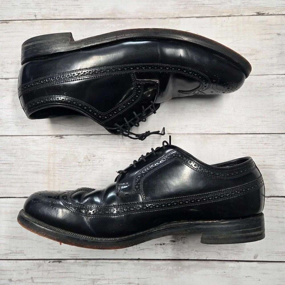 Florsheim Dress Shoes Mens‎ 9.5 3E Black Longwing Blucher 20856 Wingtip Brogue
